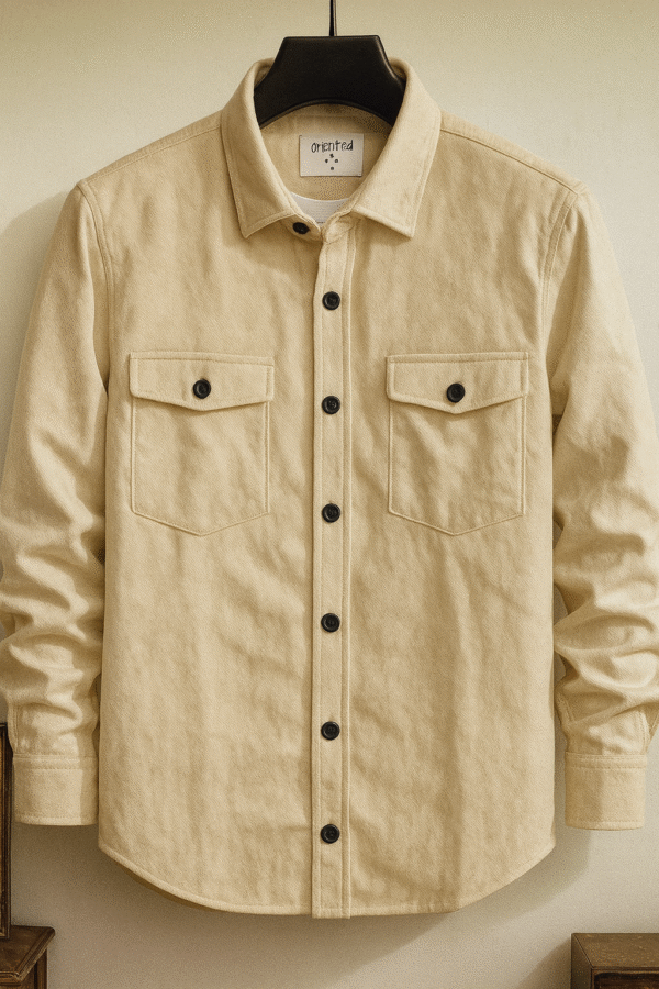 Camisa Franela Dos Bolsillos Beige